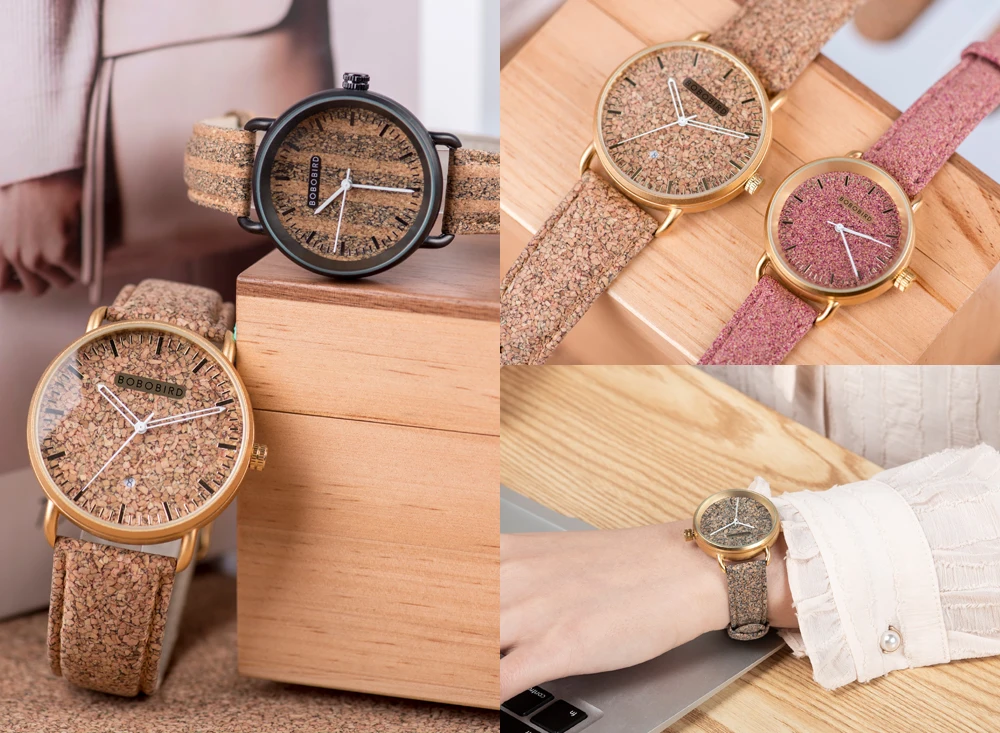 BOBO BIRD Couple Watches New Luxury Top Brand Timepieces Handmade Cork Strap Bamboo Women Watch Luxury in Box Dropshipping OEM